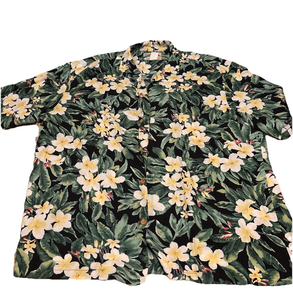 Paradise Found Vintage Mens Hawaiian Shirt Button Up Floral Size ~XL